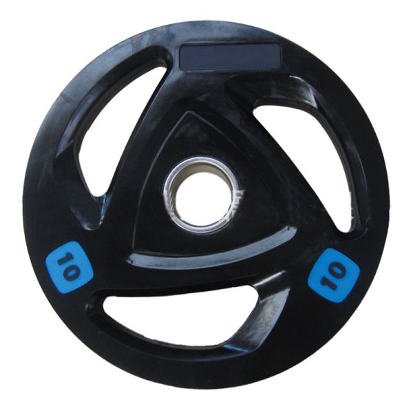 Black Tri Grip Barbell Rubber Dumbbell Weight Plate Gym Equipment