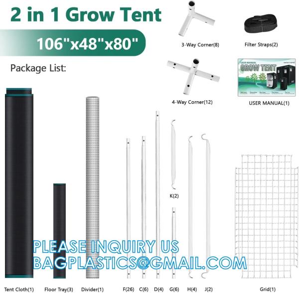 Grow Tent, Growing Room, 600D Mylar Highly Reflective Aluminum Hydroponic Plant Growing Tent Insulation Grow Room