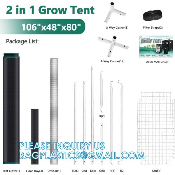 Grow Tent, Growing Room, 600D Mylar Highly Reflective Aluminum Hydroponic Plant Growing Tent Insulation Grow Room