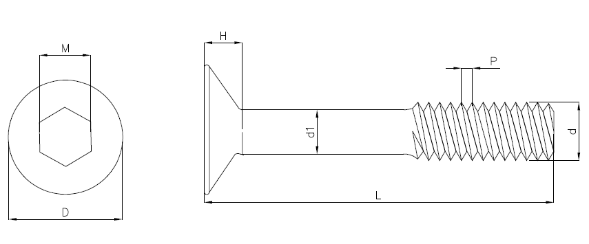 A2 Stainless Steel Captive Screws Flat Head M6 Hex Socket Metal Screws Fastener