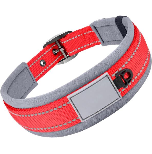 Adjustable Nylon Neoprene Padded Dog Collars Reflective Soft Design Comfortable Durable