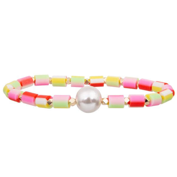silicone beads stretchy with baroque Glass pearl multi color Handmade Beads Bracelets