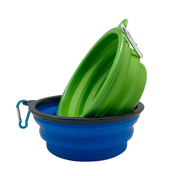 Silicone Portable Collapsible Slow Feeder Pet Dog Water Bowl With Lid Pet Folding Bowl