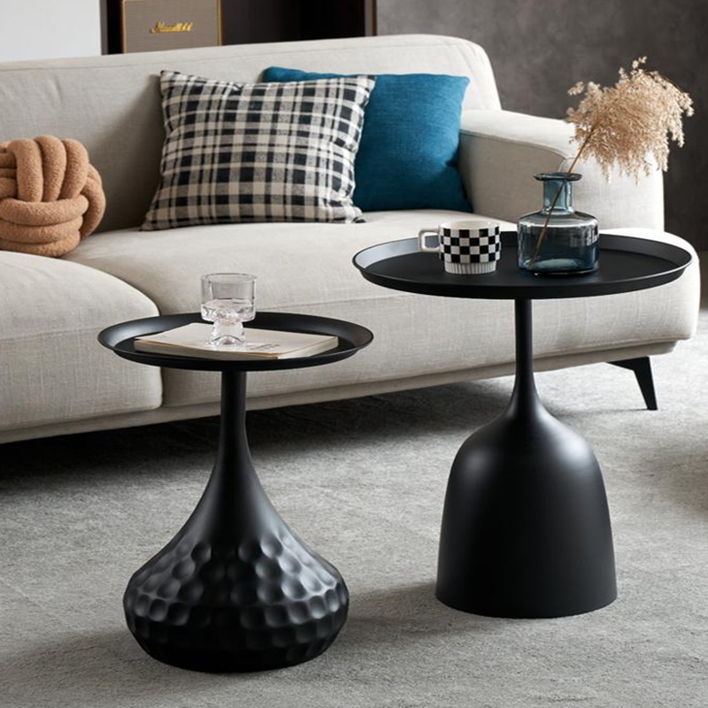 Modern Convertible Iron Coffee Table Minimalist Sofa Side Table for Small-Space Living Room Mobile Small Bedside Side Table for