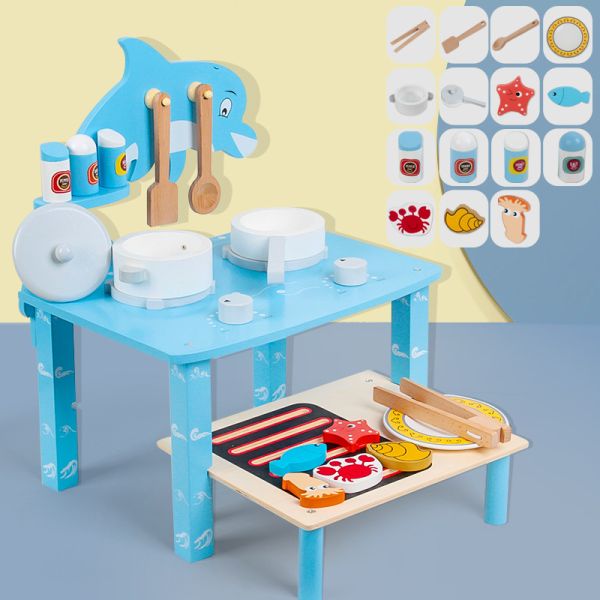 Wooden Dolphin Dining Stove Cartoon Animal Simulation Barbecue