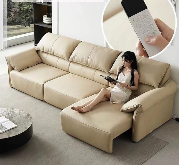 BN Modern Elephant High Back Ear Recliner Living Room Multifunctional Automatic Retractable Genuine Leather Sofa Bed