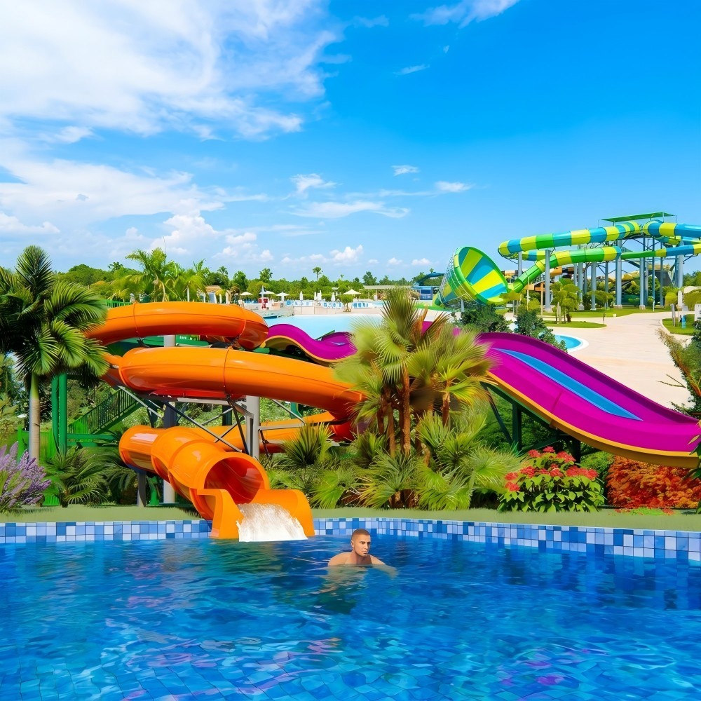 Spiral Swimming Pool Slide Manufacturers Fiberglass Customized Design for Vacation House