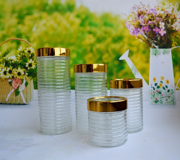 SET OF 4 PCS GLASS CANISTER 