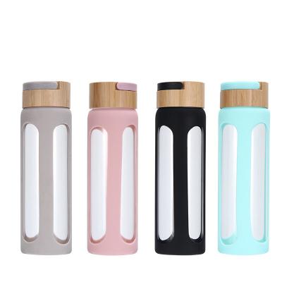 350ml Flower Fruit Infuser Glass Drinking Bottles With Food Grade Silicone Cover
