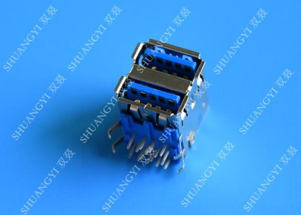 Double Layers Female USB Micro Connector Type A Right Angle 8 Pin DIP Jack