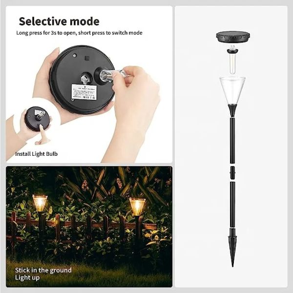 Outdoor Waterproof Solar Garden Light Tri-Color Adjustable for Villa Yard Park Landscape