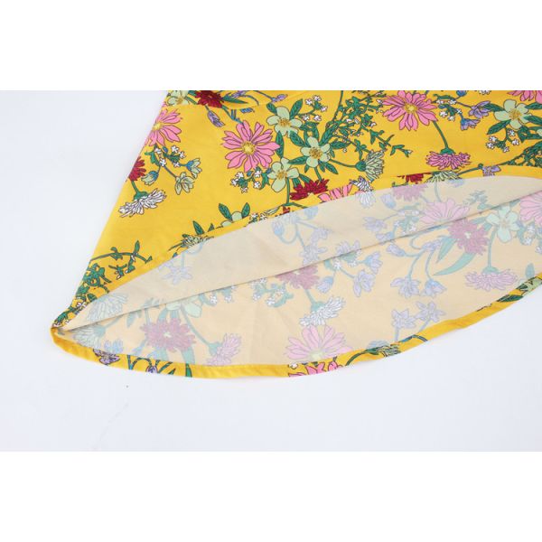 Printed Ladies Maxi Dress Polyester S Xl Short Sleeve Party Casual V Neck