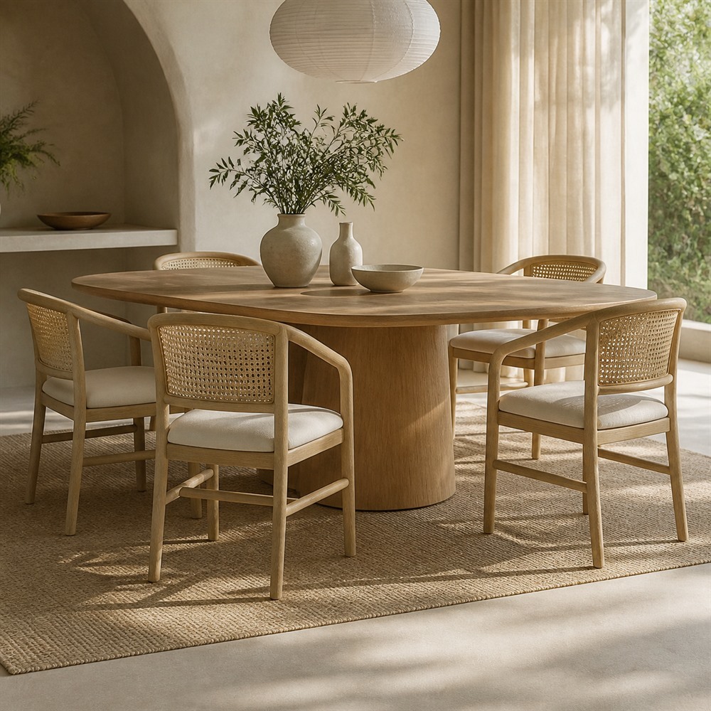 Solid Wood Cane Back Upholstered Dining Armchair CYC-074