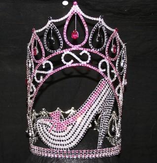 10 inch pink high heel girls pageant crowns special theme pageants crowns wholesale custom crowns and tiaras pai crown