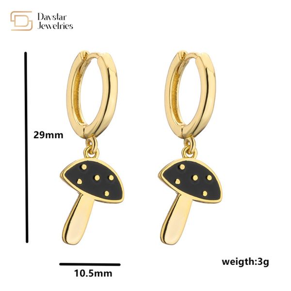 Cute Colorful Enamel Elephant Bear Mushroom Pendant Charm Hoop Earrings 18k