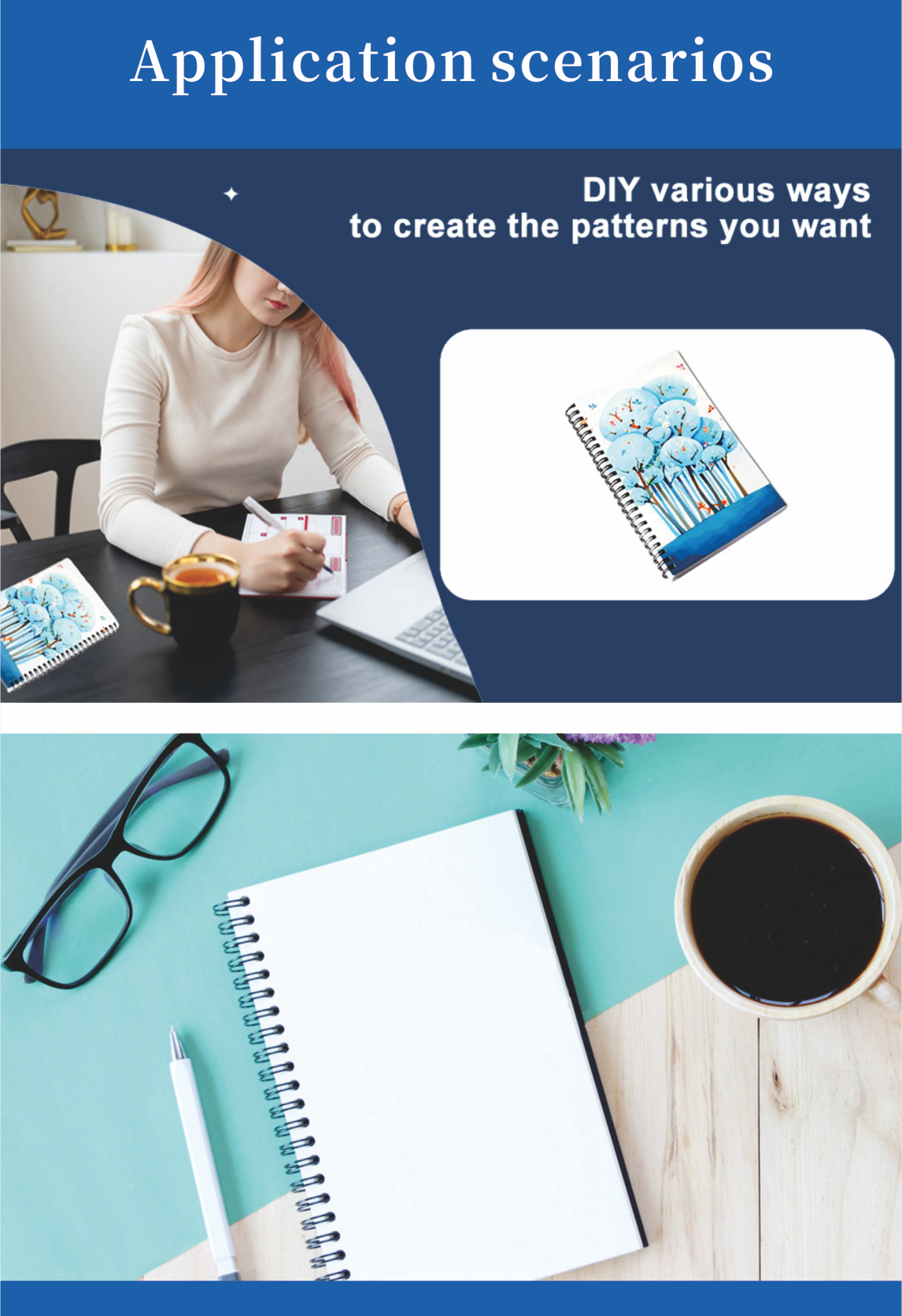 Custom Premium Soft A6 PET Notebook Blanks New Design Portable Spiral Notebooks Personalized Sublimation Notebook Blank