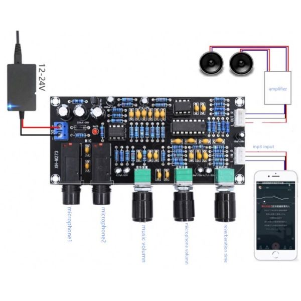 PT2399 NE5532 Microphone Amplifier Board with DC12-24V Working Voltage for Stereo Audio Amplification