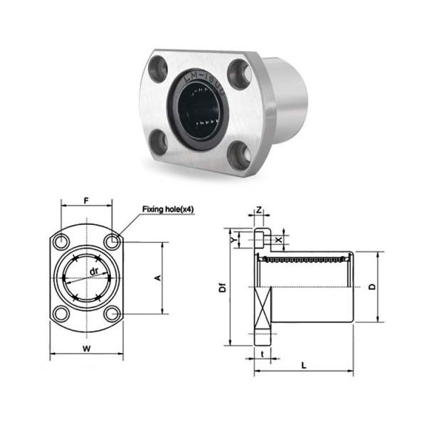 Quality Assurance Flanged Linear Bearing LMH20UU 20*32*42mm Laser Cutting Machine Linear Bearing
