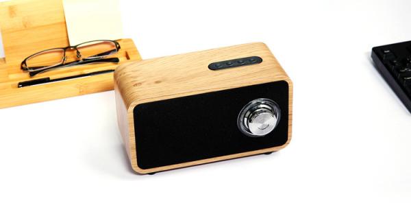 TF Card Supported Wooden Bluetooth Speaker , Line - In Function Wooden Stereo Speakers