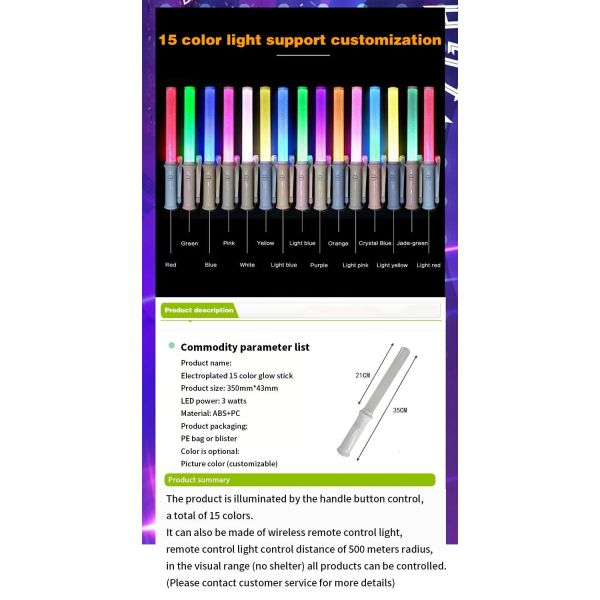 Radio Control Led Wand Remote Controlled Led Glow Stick para concerto