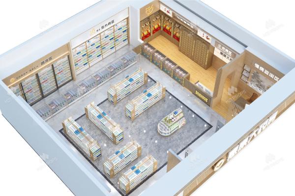 10-YMQSS Pharmacie modèle magasin avec bois naturel style de luxe