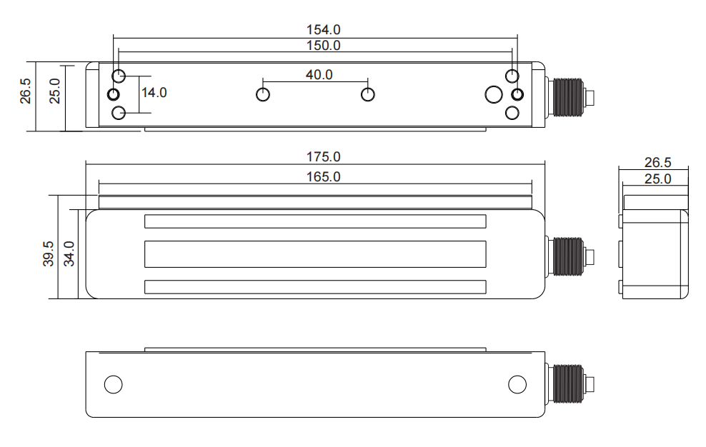 EL180SPW Waterproof 180P magnetic lock with stainless steel series: COPPER(160KG) DC12V/CD24V 4-wire without LED