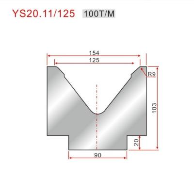 YS20.11/125 Press Brake Die 125mm V abertura e material de molde 42Crmo