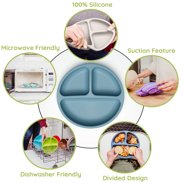 Разделенные Multi плиты всасывания силикона коробки для завтрака отсека для младенцев