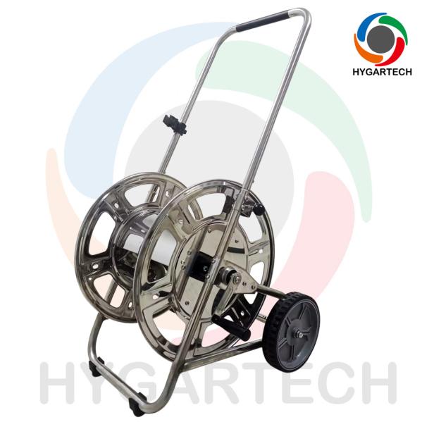 High Durability Stainless Steel Trolley Hose Reel Cart With 3/4NH North American Hose Threaded Adaptor Multifunctional For Washing / Irrigation