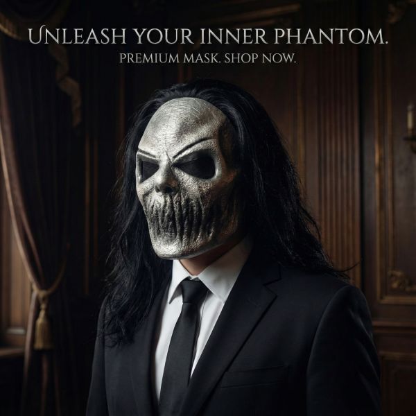 Realistic Sinister Ghoul Mask with Black Wig - Gory Jaw, Blackout Eyes - Halloween, Horror, Zombie Cosplay Costumes, Spooky Display