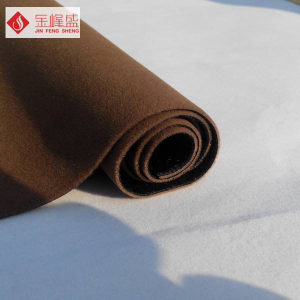 Knitted Brown Velvet Flock Fabric , Sofa Flocking Furniture Upholstery Fabric