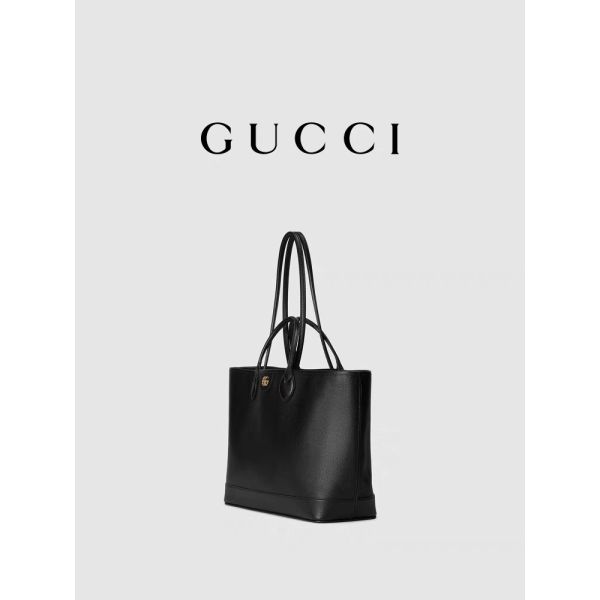 GUCCI Ophidia a stigmatisé le sac d'épaule petit noir en cuir granuleux moyen