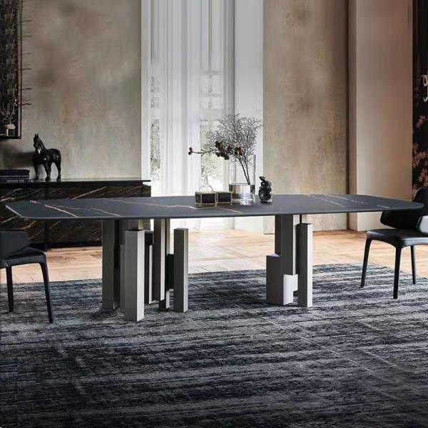 Wholesale Modern Ceramic Dining Tables and Chairs Set Sintered  Marble Dining Table 8 Seater