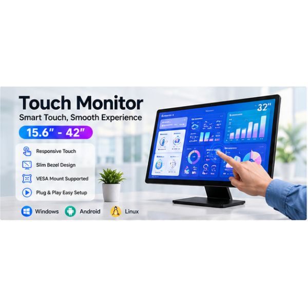 11.6 15.6 23.8 27 23.8 32 Inch UHD 4K 3840*2160 Industrial Open Frame LCD Touch Screen Monitor LCD Display with HD DP USB Ports