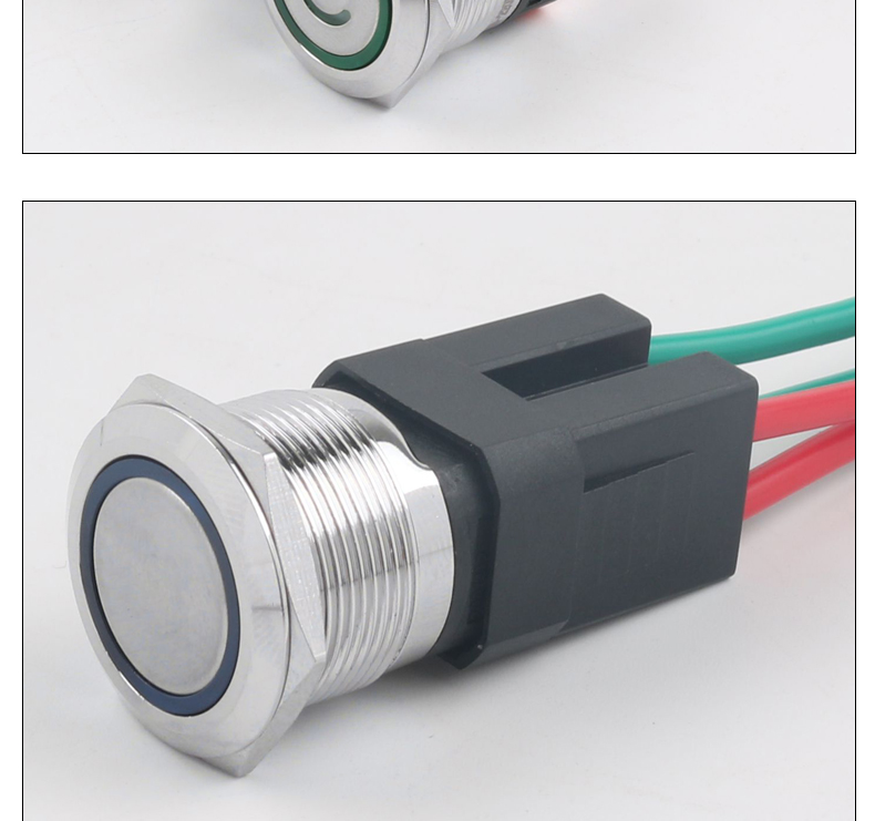 22MM Metal Push Button Switch 10A High Current 2NO Latching Momentary 4Pins Power Switch LED Wire IP65 Level Max Voltage 220V