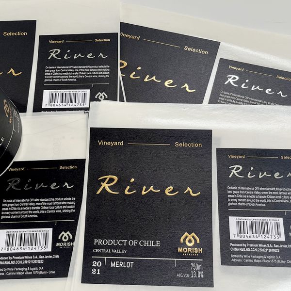 Custom Printed Black Gold Foil Embossed Liquor Logo Label Sticker Texture Paper Wine Whisky Labels Sticker 2024r