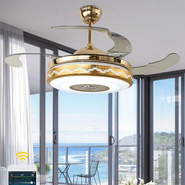 Ventilateurs de plafond modernes avec lumières et lames rétractables