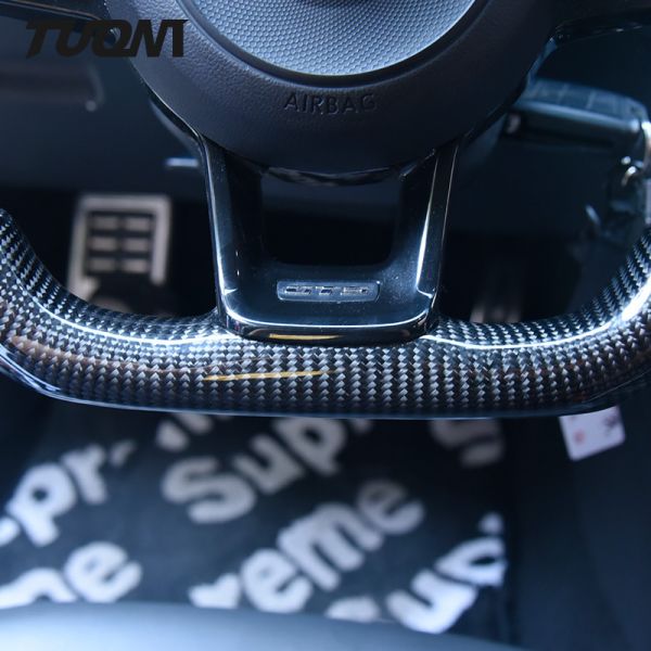 Black Carbon Fiber Leather Steering Wheel Volkswagen Golf GTI R R - Line GTS