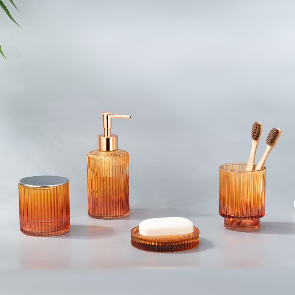 Colorful Shells Style Glass Soap Foam Dispenser Toothbrush Holder Bathroom Accessories Set