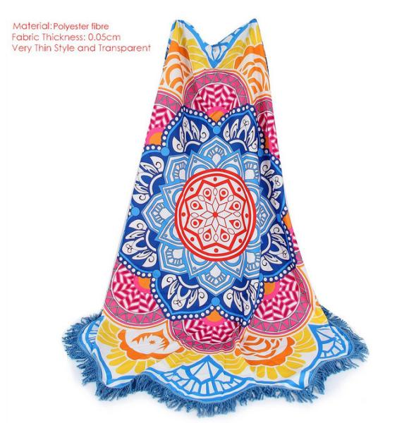 Indian Mandala Beach Towel Large Lotus Printing Towel Beach Round Pool Home Shower Towel Blanket 150Cm