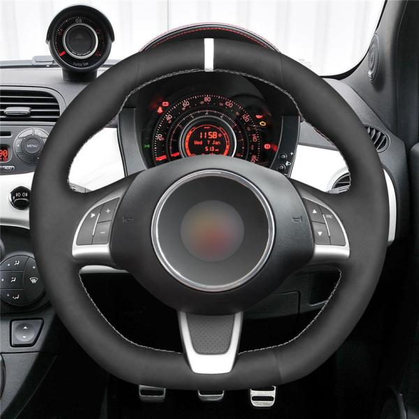 MEWANT Interior Car Accessories For Fiat Abarth 500 500C 595 595C Fiat 500 500C Luxury Steering Wheel Cover Suede For Cars