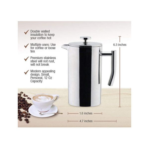 Stainless Steel French Press Pot Laser Logo SS304 800ml / 1000ml