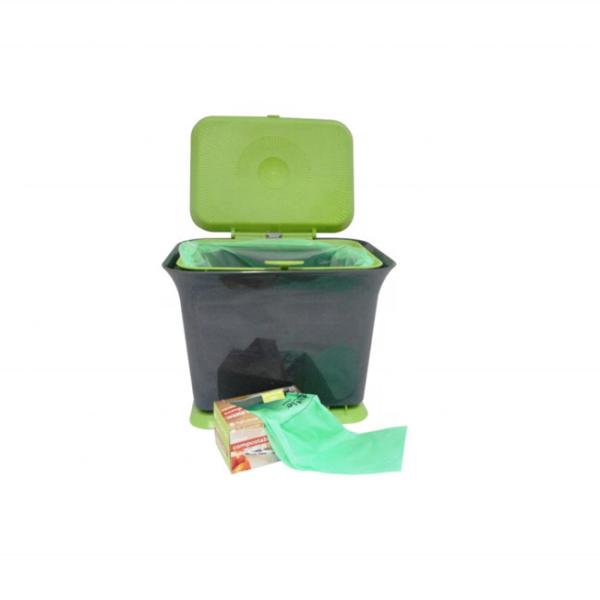 Vente en gros de 100% d'amidon de maïs biodégradable durable sur mesure imprimé haute cuisine compostable poubelle poubelle pour déchets alimentaires