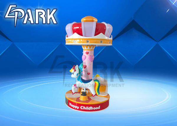 CE Amusement Game Machines , Central Park Happy Kiddie Carousel Ride 3 People With Fiberglass Material