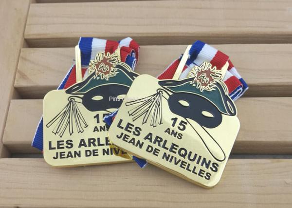 Personalized Enamel Medal Ribbons , Awards Karate Medals Die Casting