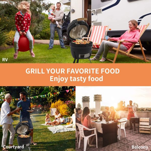 Black Color 32cm 13 Inch Kamado Grill High Degree Fired Resistance