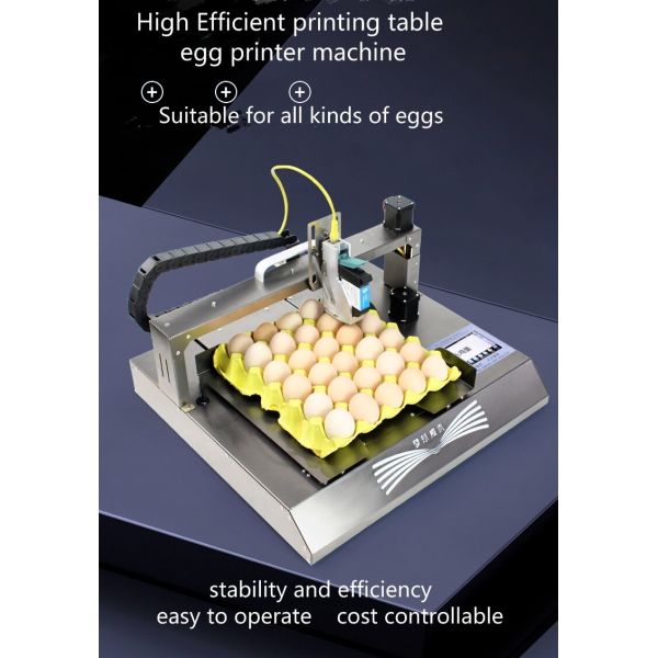English Languages Smart Automatic Egg Inkjet Printer for Logo Bar Code and Expiry Date