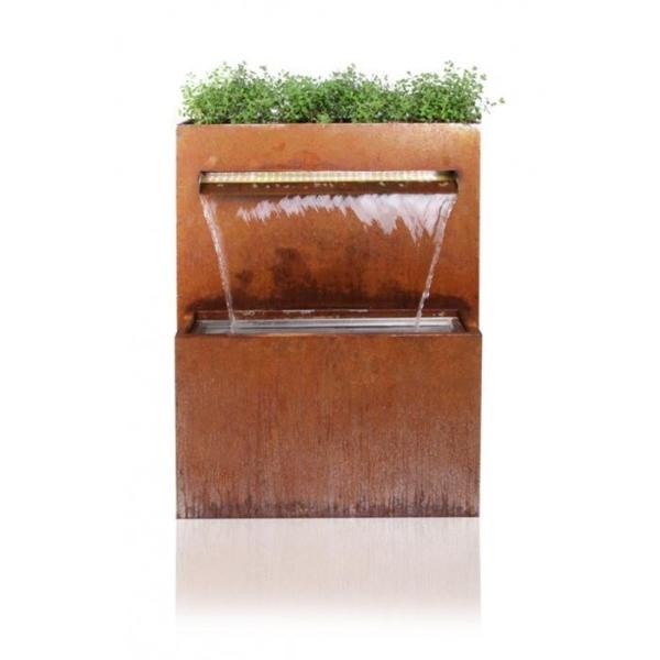 Garden Decor Pool Corten Steel Waterfall Blade Cascade With Herb Planter