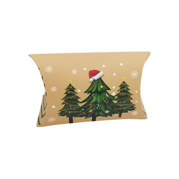 Cajas de almohada de papel kraft impresas a medida con ventana – Embalaje ecológico para regalos y venta al por menor