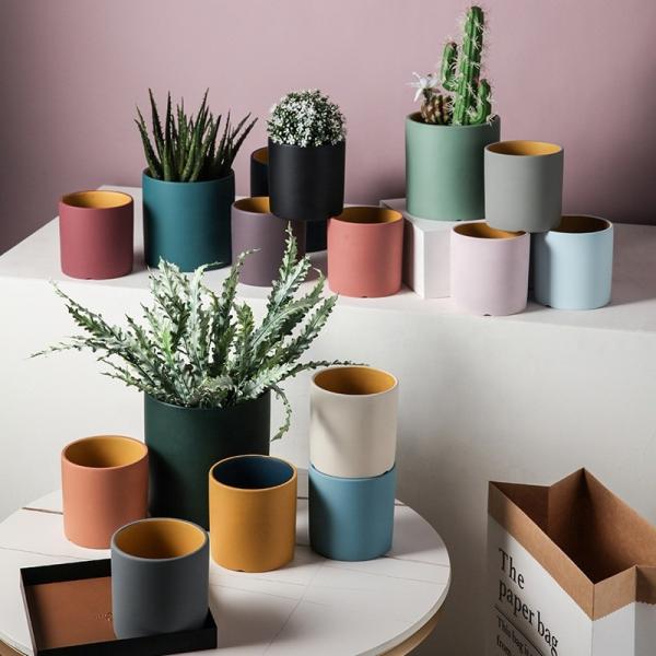 3 4 5 Inch 6 Inch Cerâmica Planteadores Cerâmica cilindro planta pote Nórdico cerâmica florete